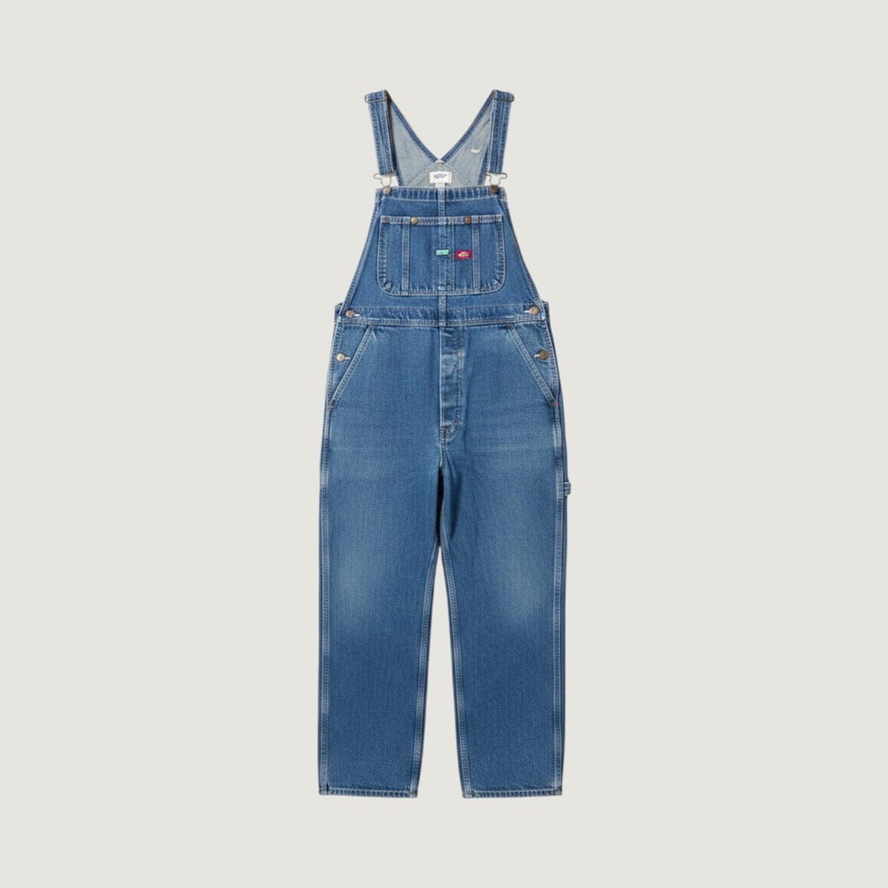 Dickies Mens Denim Bib Overalls Medium Wash Blue Cotton 32x30 8396SNB
